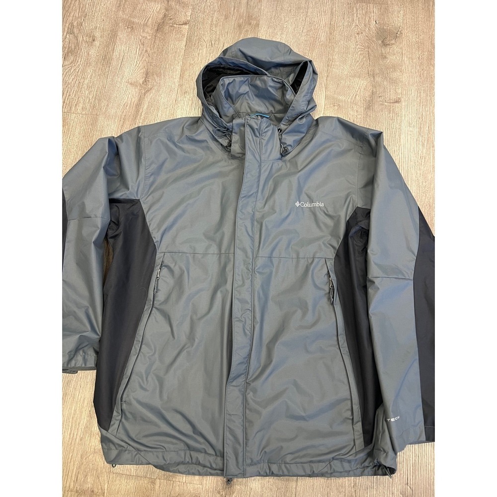 Columbia Interchange Jacket Men's Size XXL Grey Black Water Resistant Hooded‎